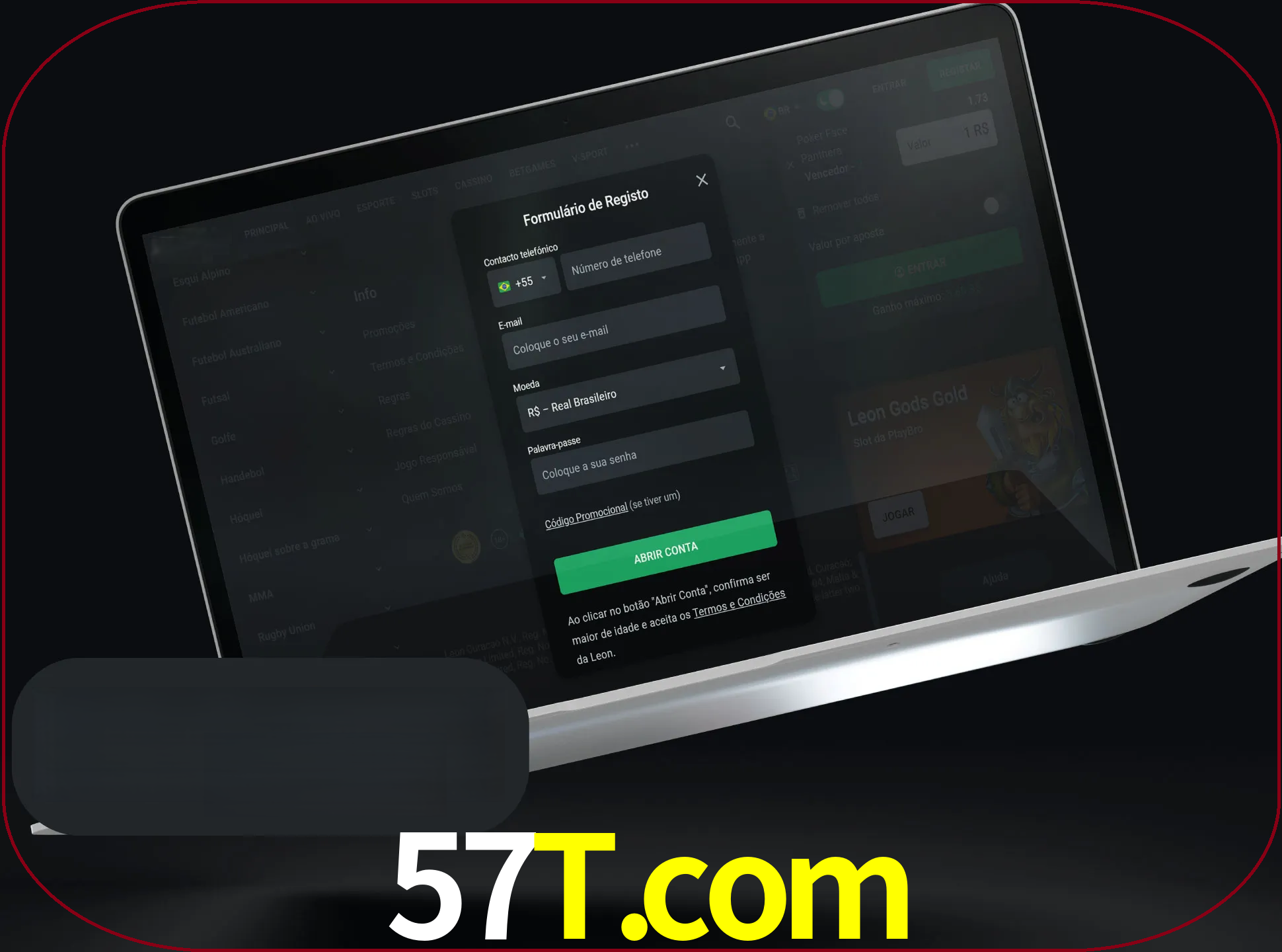Abra o site da LeonBet e crie sua própria conta.