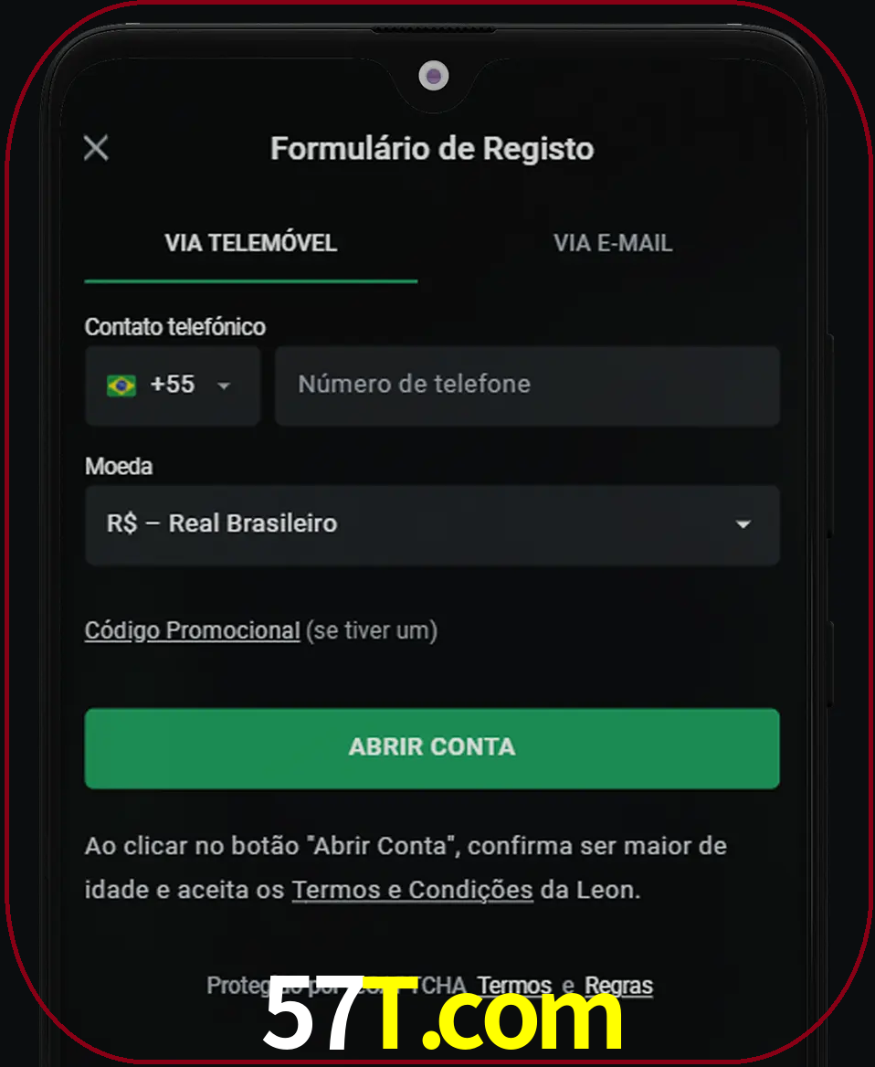 Abra o aplicativo e inicie o processo de registro.