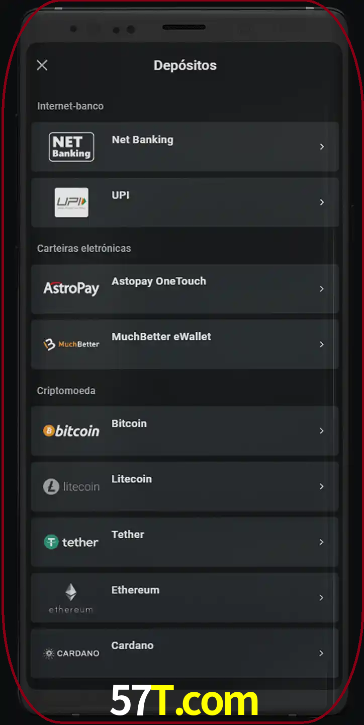 Você pode usar métodos alternativos de depósito.