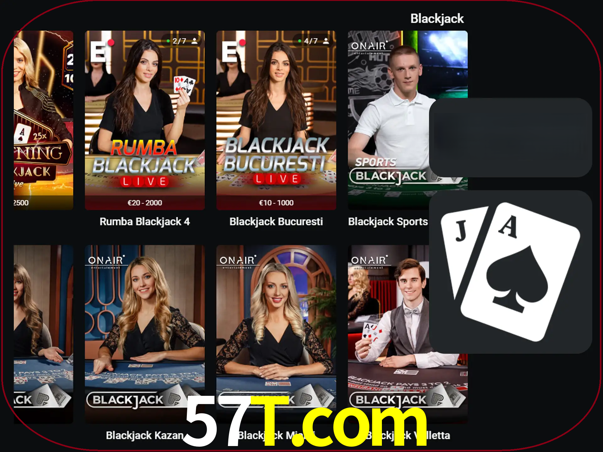 Escolha uma mesa completa de jogadores de blackjack.